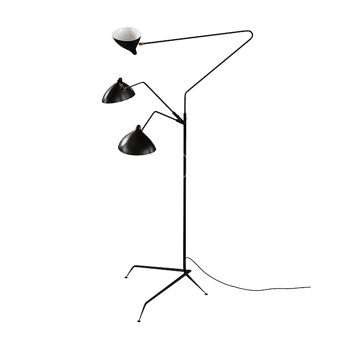 Elegant 3-Arm Floor Lamp 3D model image 2