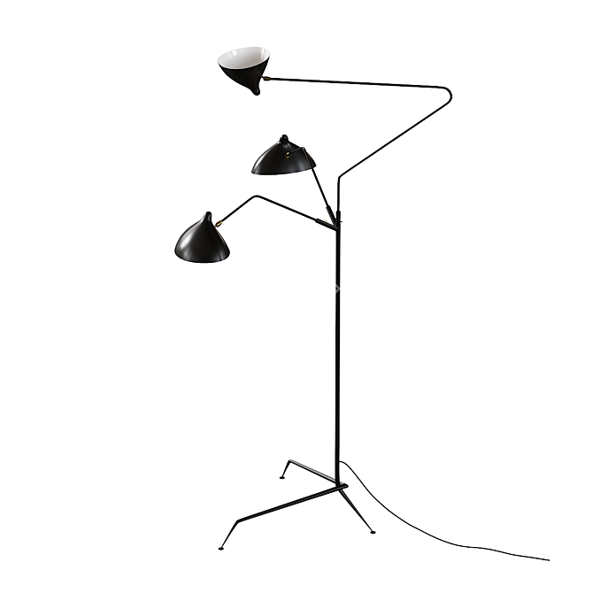 Elegant 3-Arm Floor Lamp 3D model image 3
