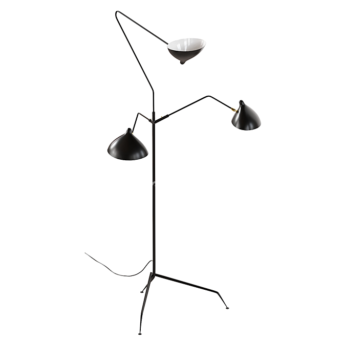 Elegant 3-Arm Floor Lamp 3D model image 4