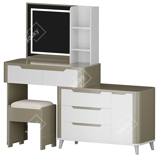 Sleek KAITLYN Modern Vanity Set 3D model image 1