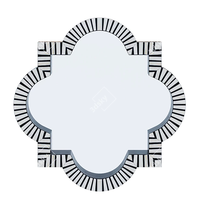 Elegant Bone Inlay Mirror 3D model image 1