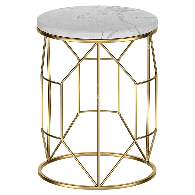 Elegant Marble and Metal Coffee Table 3D model image 1