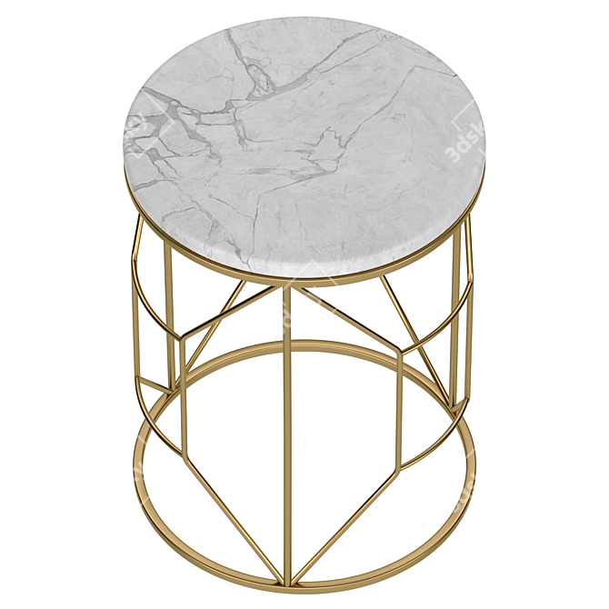 Elegant Marble and Metal Coffee Table 3D model image 2