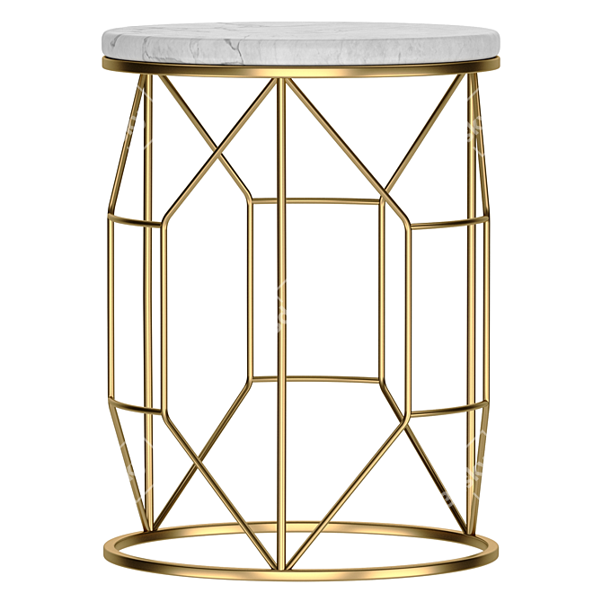 Elegant Marble and Metal Coffee Table 3D model image 3