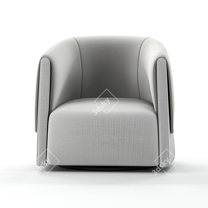 Modern Leather Swivel Armchair 3D model image 2