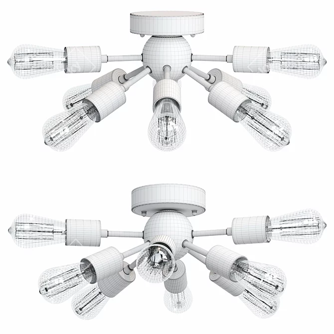 Sleek Seekonk Flush Mount: 8-Light Sputnik Sparkle 3D model image 2