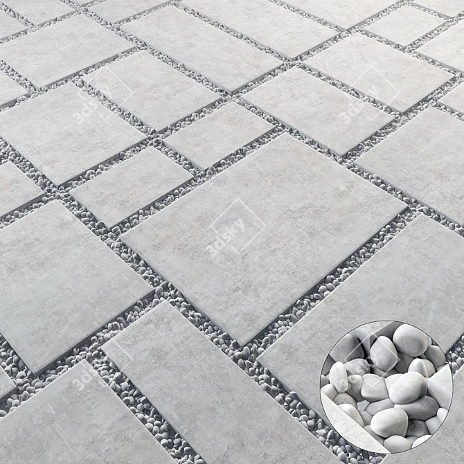 Pebble Paving Tile: Versatile, High-Quality Solution 3D model image 8