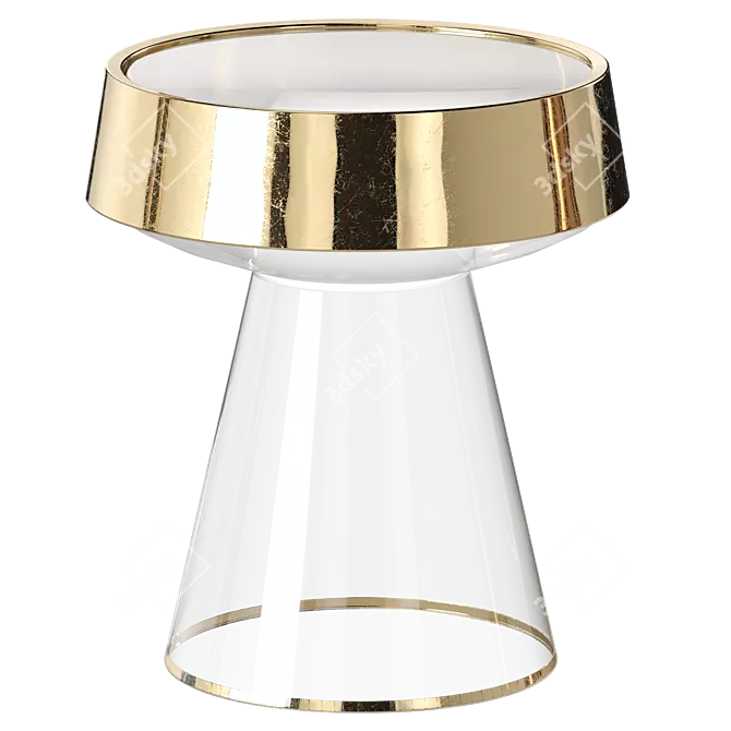 Modern Gold Glass Side Table 3D model image 1