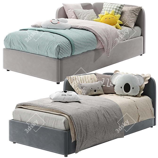 Cozy Corner Bed with Side Back 3D model image 1