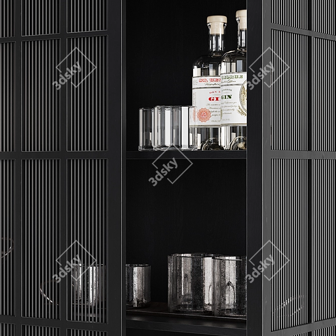 Sleek Sliding Black Cabinet 3D model image 5