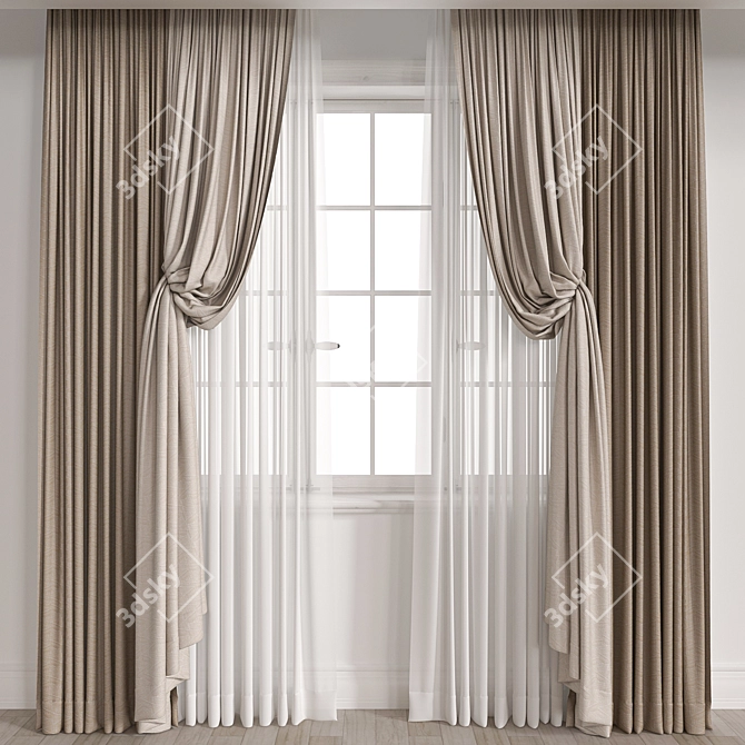 Versatile 3D Curtain Model 3D model image 1