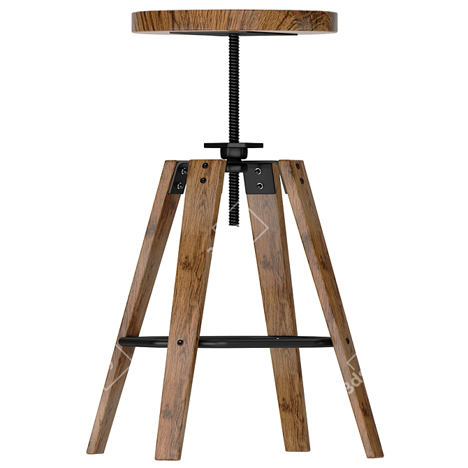 Rustic Brown Stool: Folly 3D model image 1