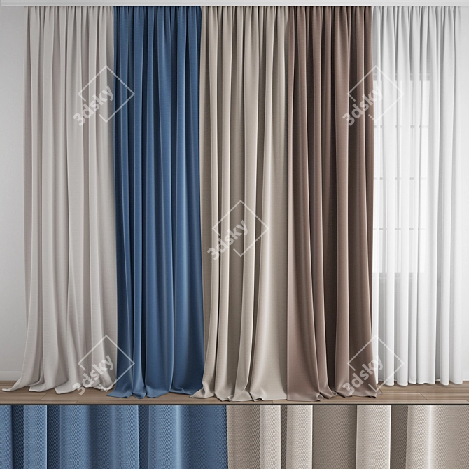 Modern Polygonal Curtain Design 3D model image 1