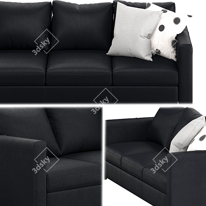 Elegant Black Sofa FINNALA 3D model image 2