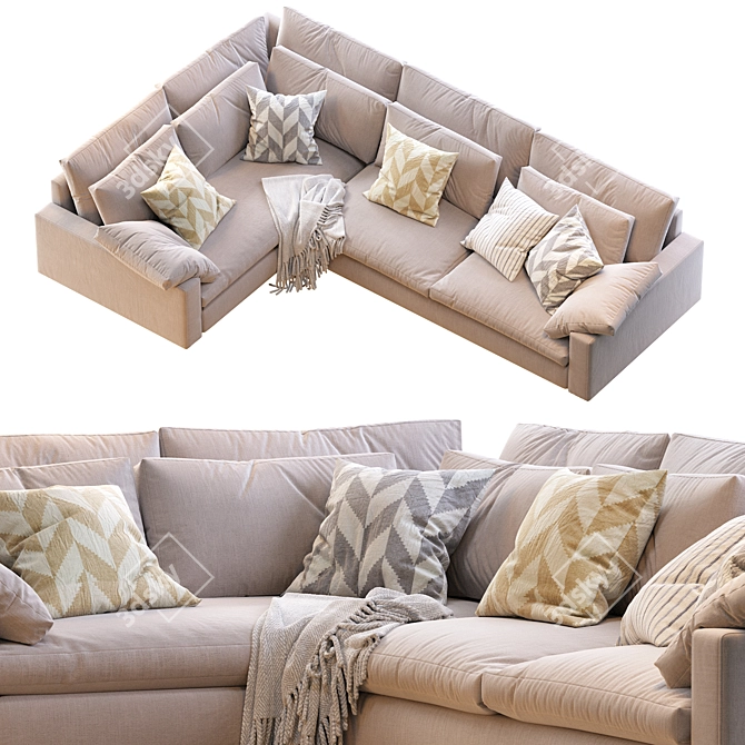 Elegant Harmony Sofa 3D model image 6