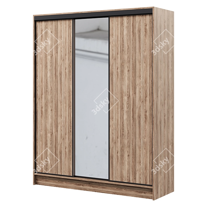 Craft Tobacco Oak Sliding Wardrobe 3D model image 1