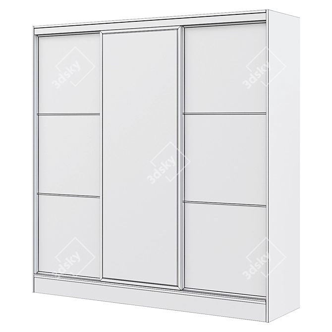 Tobacco Oak Sliding Wardrobe: Blanc 3-Door 3D model image 2