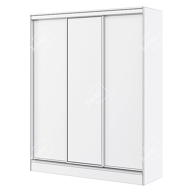 Modern Sliding Wardrobe 3-Door: Tobacco Oak & White 3D model image 2