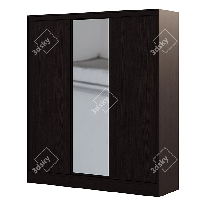 Modern Sliding Wardrobe with Mirror 3D model image 1