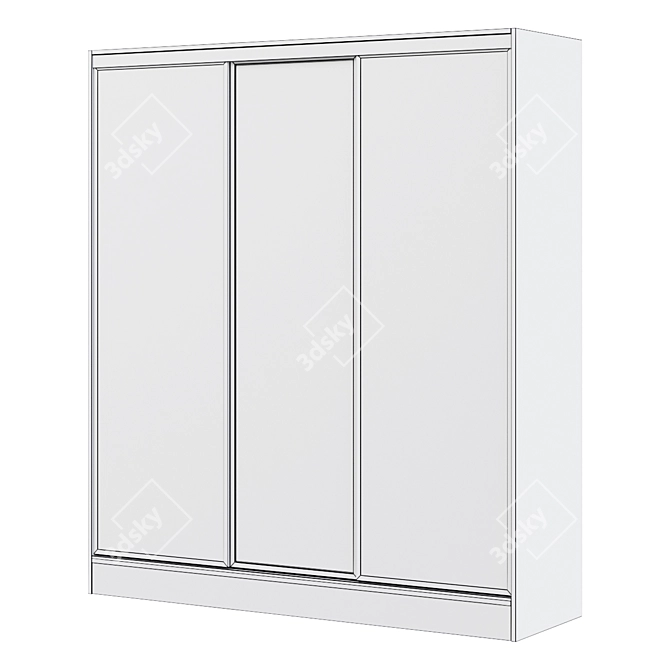 Modern Sliding Wardrobe with Mirror 3D model image 2