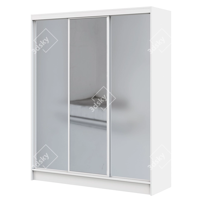 Modern Sliding Wardrobe 3-Door Blanc 3D model image 1