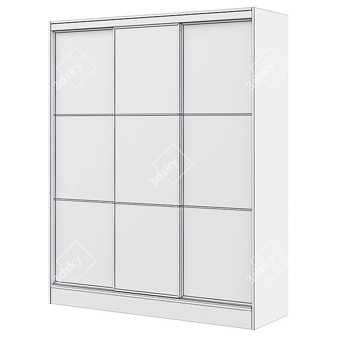 Blanc 3-Door Sliding Wardrobe: Elegant and Spacious 3D model image 2