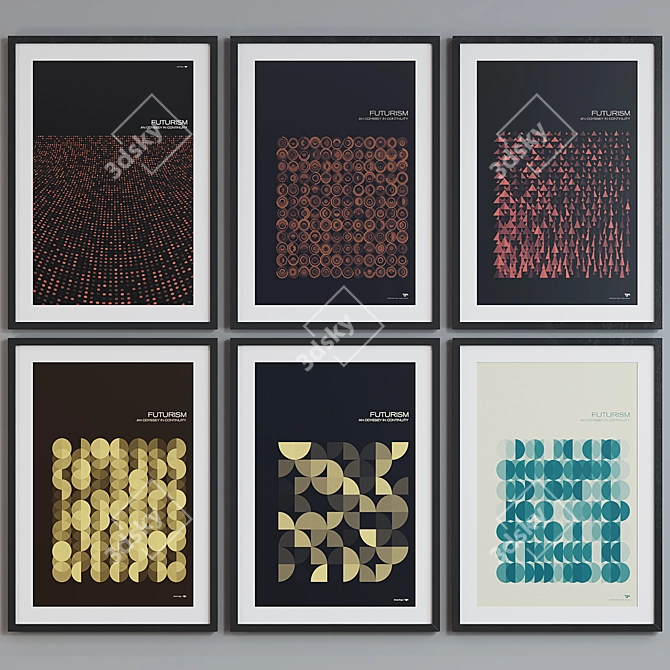 Modern Futurism Poster Frame Set 3D model image 2