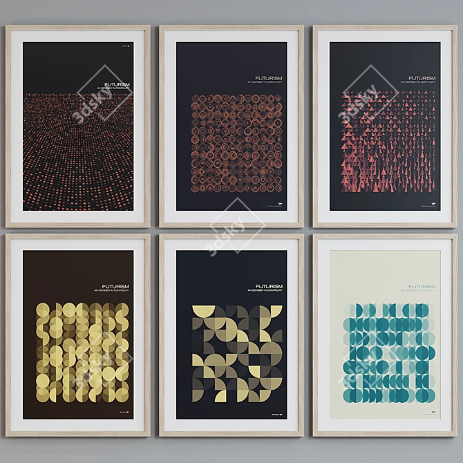 Modern Futurism Poster Frame Set 3D model image 3