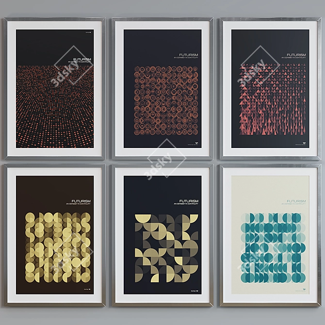 Modern Futurism Poster Frame Set 3D model image 5