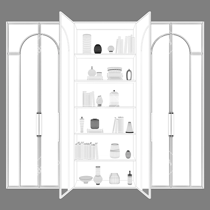 Art Deco Wardrobe with Mirrored Doors 3D model image 3