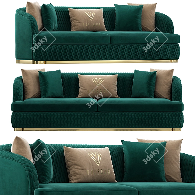 Luxury Olivia Metal Sofa Set: Elegant & Modern Design 3D model image 1