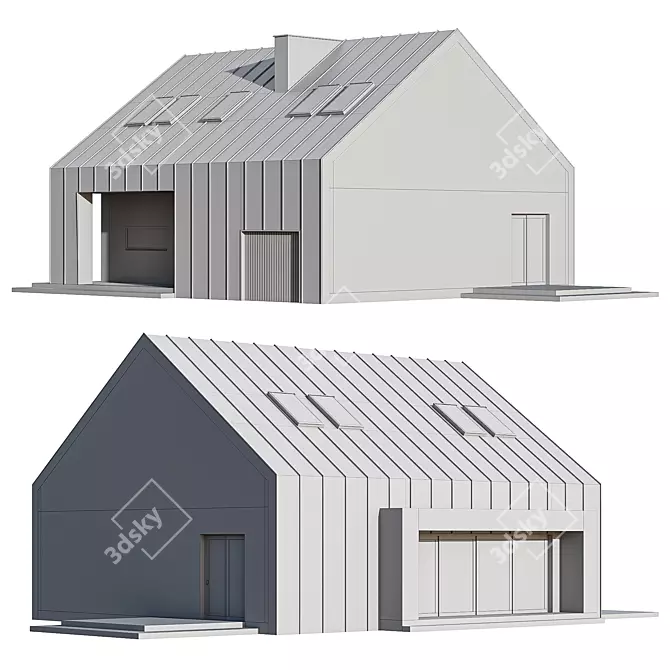 Modern Barnhouse with Skylights 3D model image 7