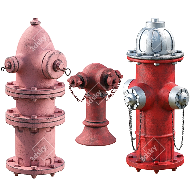 Urban Hydrant Collection: Detailed & High Poly 3D model image 1