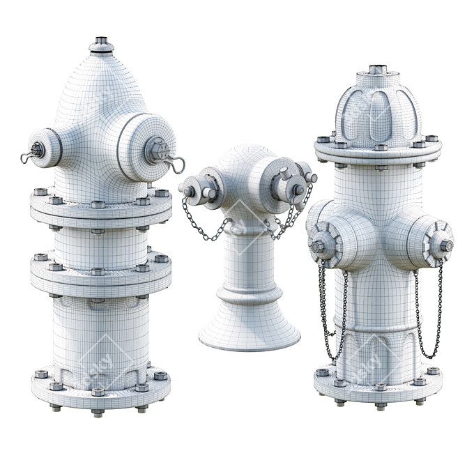 Urban Hydrant Collection: Detailed & High Poly 3D model image 3