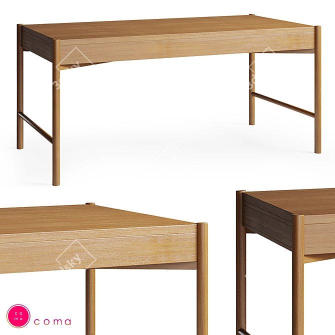 Modern Oak Dining Table 3D model image 1