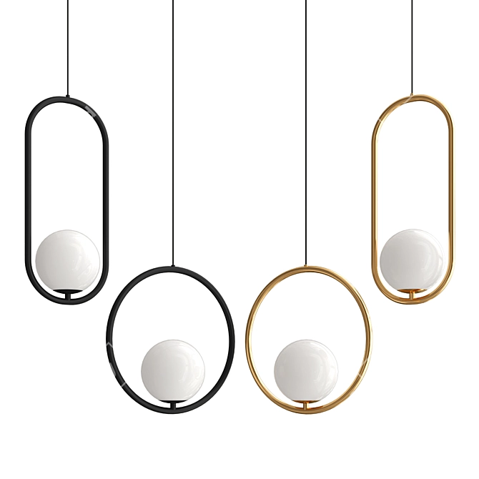 Sleek Pendant Light: HOOP B 3D model image 1