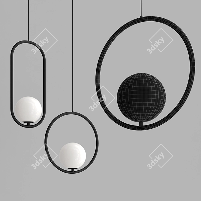 Sleek Pendant Light: HOOP B 3D model image 2