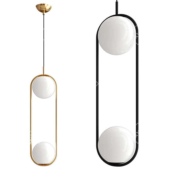 Modern Duo Hoop Pendant Light 3D model image 1