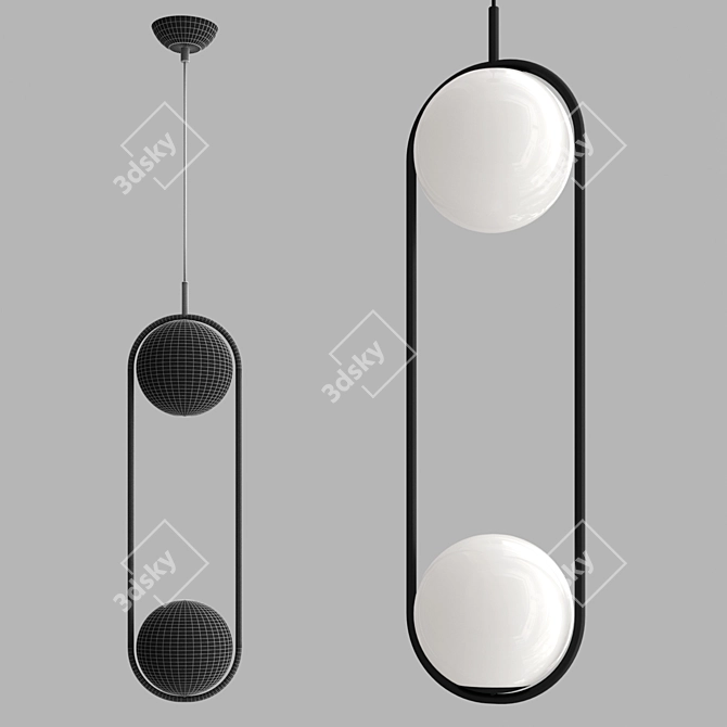 Modern Duo Hoop Pendant Light 3D model image 2