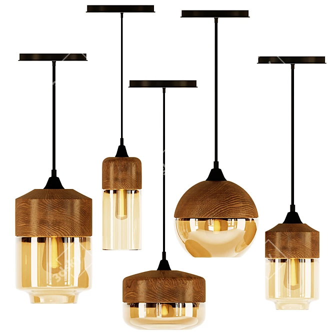 Nordic Glass Pendant Light 3D model image 1