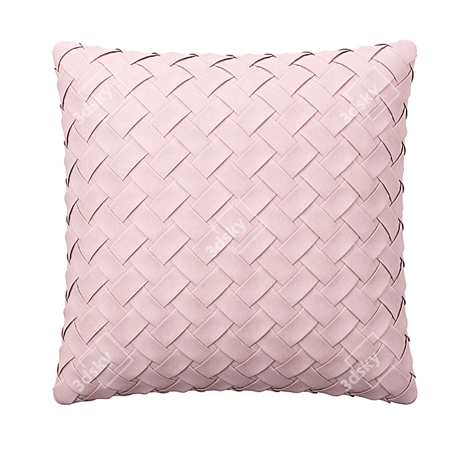 Pink Faux Suede Cushion: Lattice Weave Elegance 3D model image 2