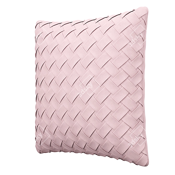 Pink Faux Suede Cushion: Lattice Weave Elegance 3D model image 5