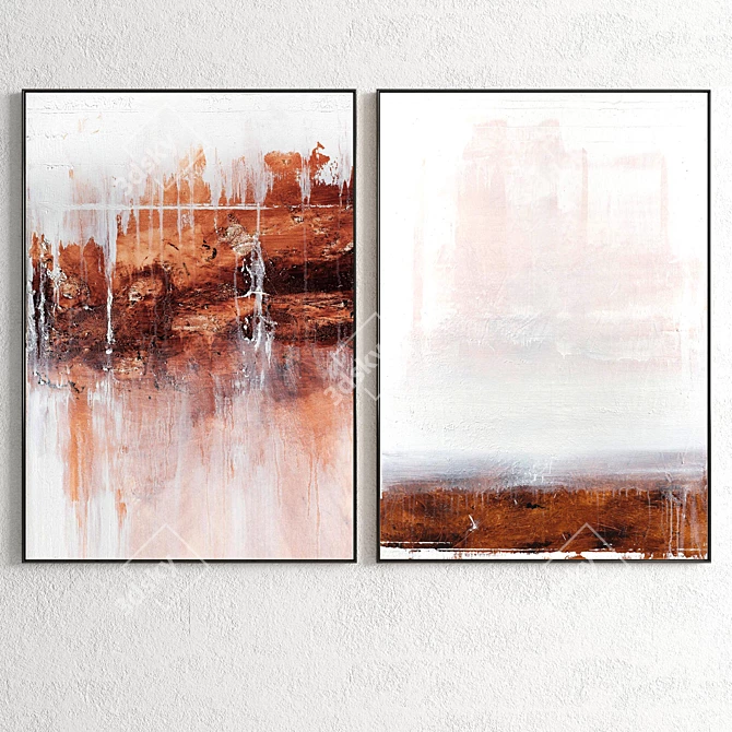 Dual Frame Plaster Artwork Set 3D model image 2