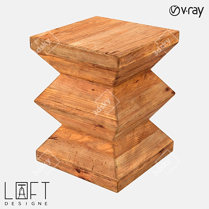 LoftDesign Stool 31191: Pine Wood Seating 3D model image 1