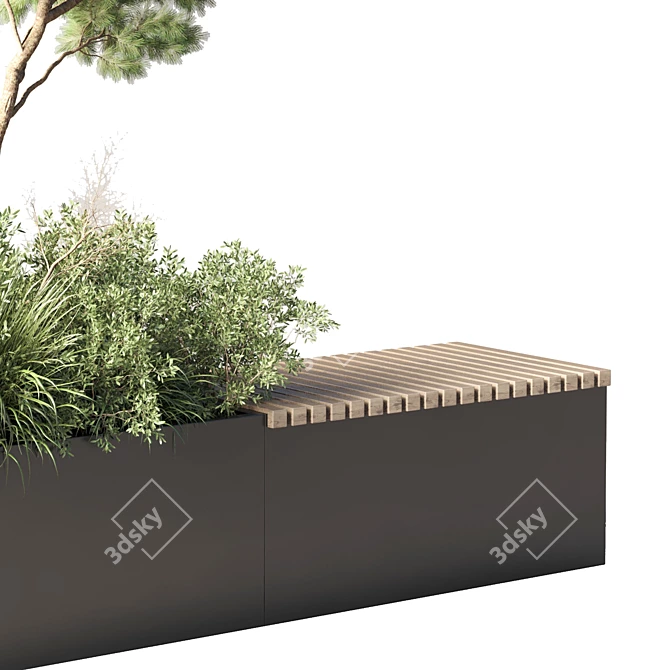 Urban Green Benches for Modern Urban Settings 3D model image 4