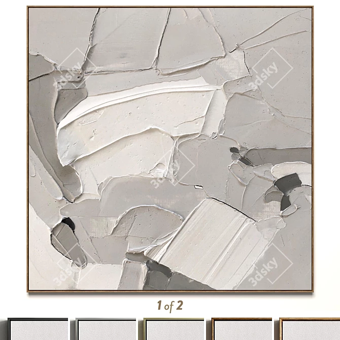 Abstract Plaster Photo Frame Set 3D model image 1