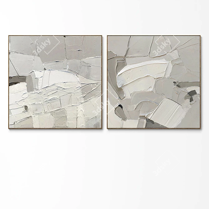 Abstract Plaster Photo Frame Set 3D model image 3