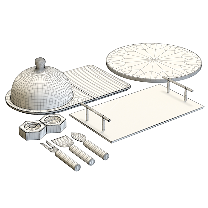 Elegant Hayes Serveware Set 3D model image 5