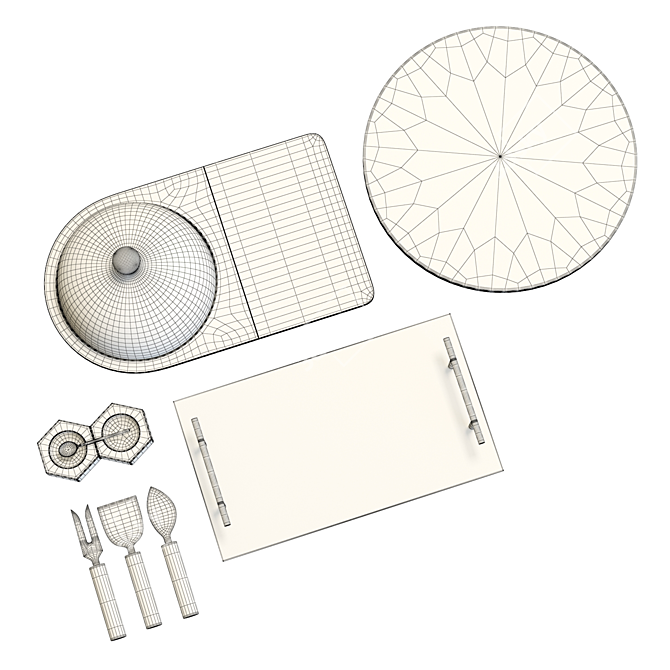 Elegant Hayes Serveware Set 3D model image 6