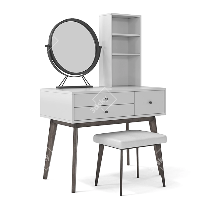 Elegant White Dressing Table: Custom-Made with Shelf 3D model image 1